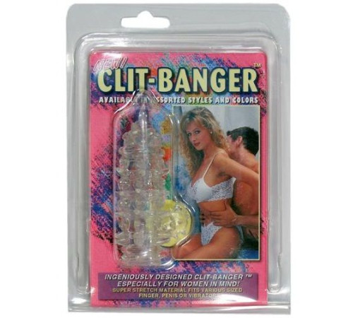 Прозрачная насадка с шипами и клиторальной шишечкой CLIT-BANGER SLEEVE IN CLEAR