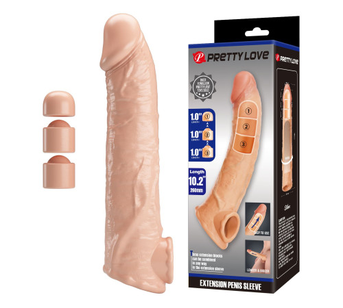 Телесный фаллоудлинитель с подхватом мошонки Silas - 26 см.