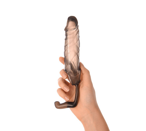 Дымчатая закрытая насадка с подхватом и анальным стимулятором