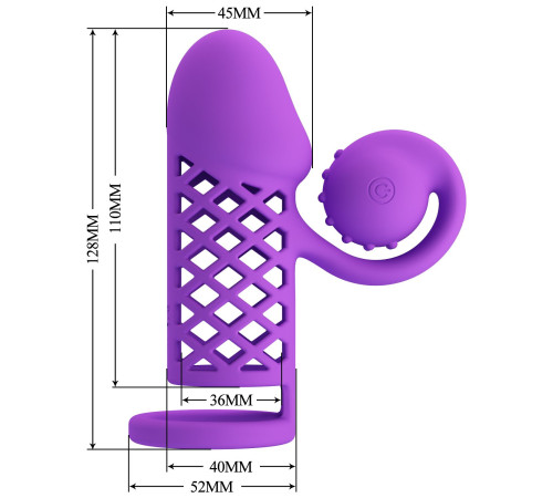 Фиолетовая вибронасадка с клиторальным отростком Harden