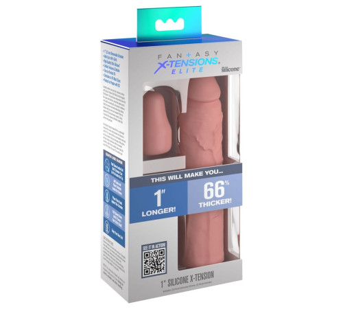 Телесная насадка-удлинитель 1 Inch Silicone X-tension - 17,8 см.