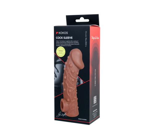 Насадка на фаллос с отверстием для мошонки Cock Sleeve 002 Size L - 17,6 см.