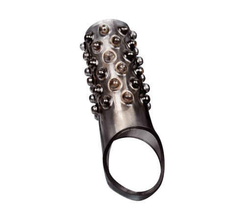 Дымчатая насадка на пенис с выпуклостями - 12 см.