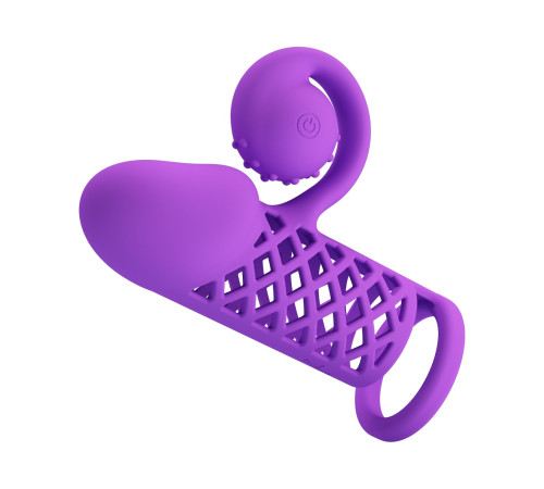 Фиолетовая вибронасадка с клиторальным отростком Harden