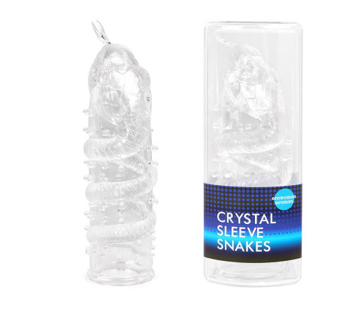Закрытая рельефная насадка Crystal sleeve snakes в виде змеи с усиками - 14 см.