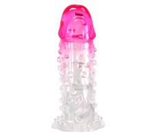 Прозрачно-розовая насадка на пенис Wilford - 13,5 см.