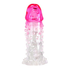 Прозрачно-розовая насадка на пенис Wilford - 13,5 см.