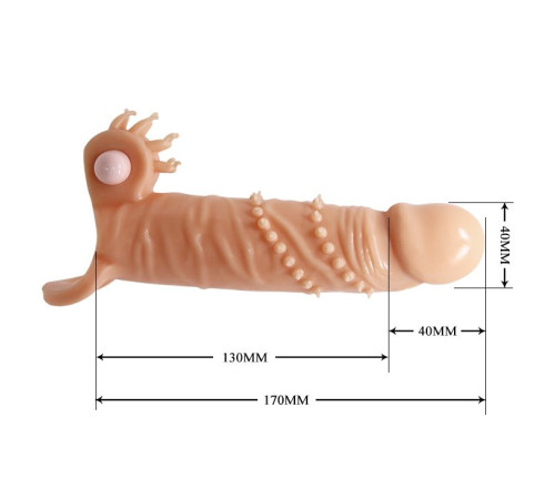 Телесная удлиняющая вибронасадка Penis Sleeve Connor - 17 см.