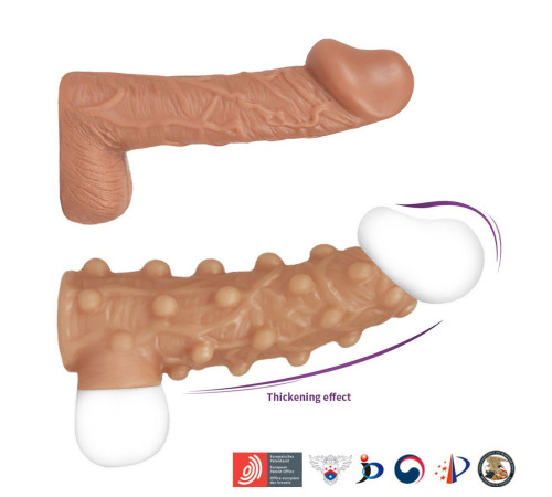 Телесная насадка с бугорками и открытой головкой Nude Sleeve M - 12 см.