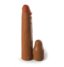 Коричневая насадка на член 2  Silicone X-tension - 20,3 см.