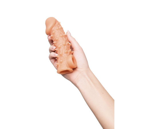 Телесная закрытая насадка с пупырышками Cock Sleeve 005 Size M - 15,6 см.