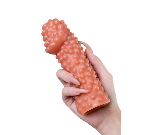 Реалистичная насадка на пенис с бугорками - 16,5 см.