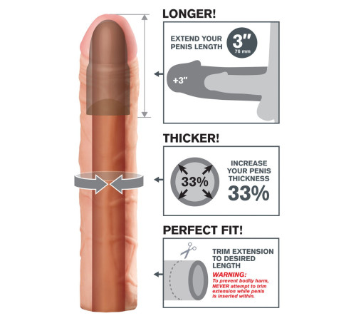 Телесная удлиняющая насадка Perfect 3 Extension - 22 см.