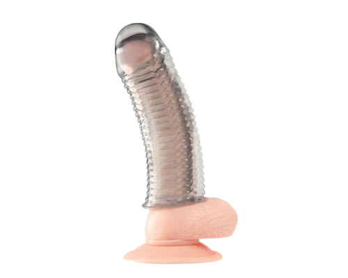 Заказать Текстурированная насадка на пенис Clear Textured Penis Enhancing Sleeve Extension - 16,5 см.
