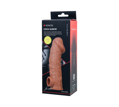 Телесная насадка на фаллос с отверстием для мошонки Cock Sleeve 001 Size L - 17,6 см.