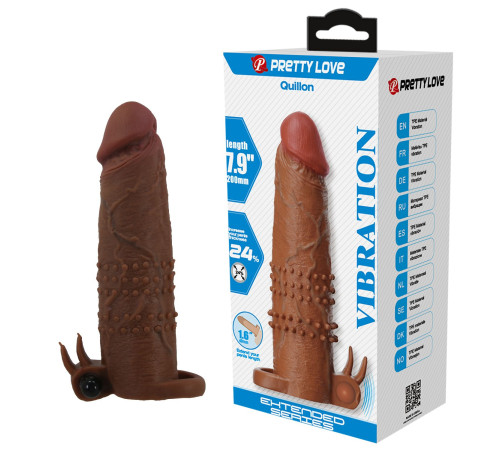 Коричневая насадка на пенис Quillon - 20 см.