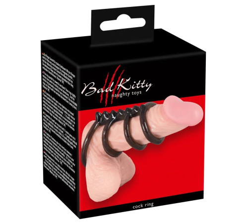 Дымчатая стимулирующая насадка на пенис из 4 колец - 6,5 см.