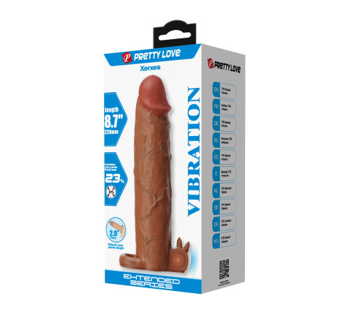 Коричневая насадка на пенис Xerxes - 22 см.
