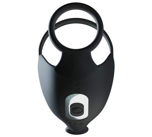 Черная вибронасадка для эрекции и стимуляции мошонки Cock ring with RC ball massager