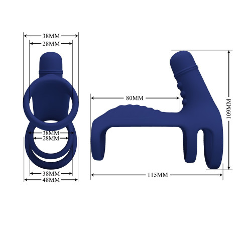 Синяя вибронасадка на пенис Vibrating Penis Sling