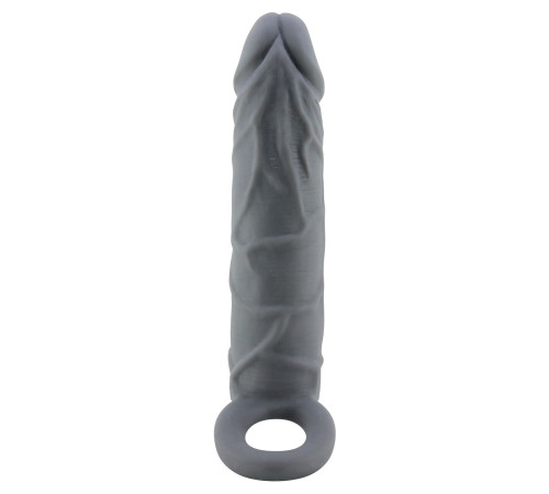 Серая удлиняющая насадка на пенис Large - 18 см.