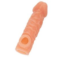 Телесная закрытая насадка с шершавой головкой Cock Sleeve 007 Size S - 13,8 см.