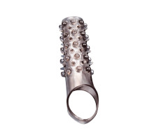 Дымчатая насадка на пенис с шипами и выпуклостями - 12 см.