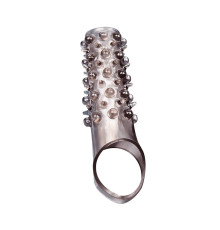 Дымчатая насадка на пенис с шипами и выпуклостями - 12 см.