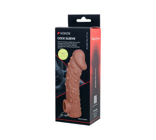 Телесная насадка на фаллос с отверстием для мошонки Cock Sleeve 002 Size M - 15,6 см.