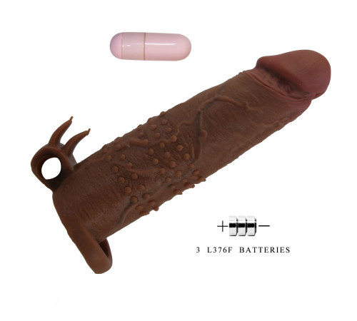 Коричневая насадка на пенис Quillon - 20 см.