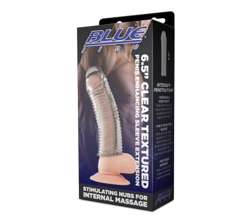 Текстурированная насадка на пенис Clear Textured Penis Enhancing Sleeve Extension - 16,5 см.