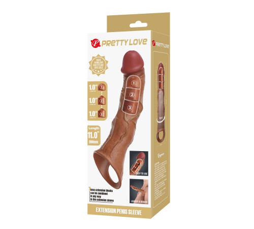 Карамельный фаллоудлинитель с 3 вставками - 28 см.