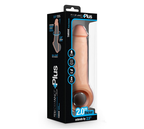 Телесная насадка-удлинитель Thrive 8.75 Inch Realistic Penis Extender Sleeve - 22,2 см.