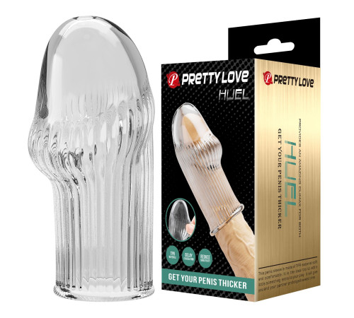 Прозрачная насадка на пенис Huel - 9 см.