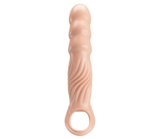 Телесная насадка на пенис с тремя вкладышами-удлинителями - 24 см.