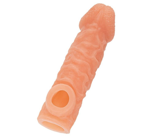 Телесная закрытая насадка с шершавой головкой Cock Sleeve 007 Size L - 17,6 см.