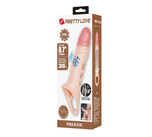 Телесная удлиняющая насадка на пенис с вибрацией