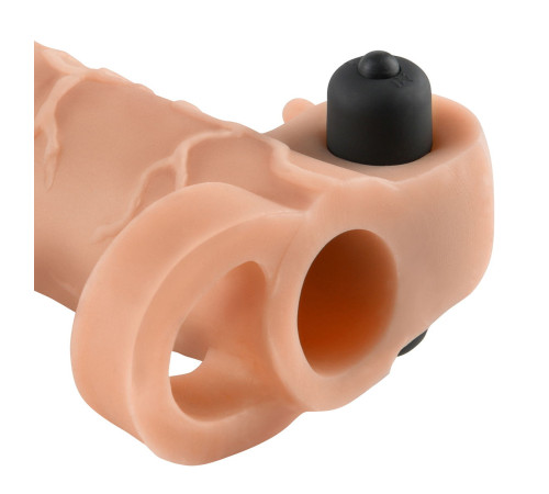 Телесная вибронасадка с кольцом Vibrating Real Feel 1 Extension - 14 см. Телесная вибронасадка с кольцом Vibrating Real Feel 1 Extension - 14 см.