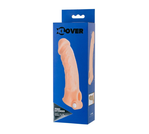 Удлиняющая насадка на пенис с вибрацией - 18,5 см.
