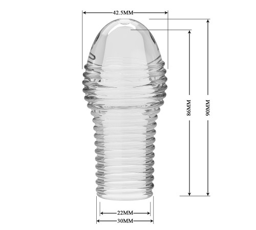 Прозрачная насадка на пенис с ребрышками Hoytt - 9 см.