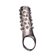 Дымчатая насадка на пенис с выпуклостями - 11 см.