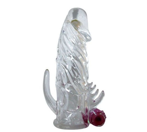 Закрытая прозрачная вибронасадка на пенис Crystal Sleeve Vibe - 12 см.