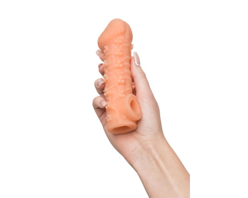 Заказать Телесная закрытая насадка с пучками шишечек Cock Sleeve 009 Size M - 15,6 см.