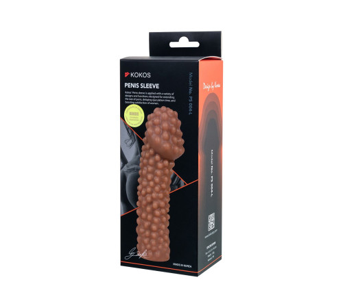 Реалистичная насадка на пенис с бугорками - 16,5 см.