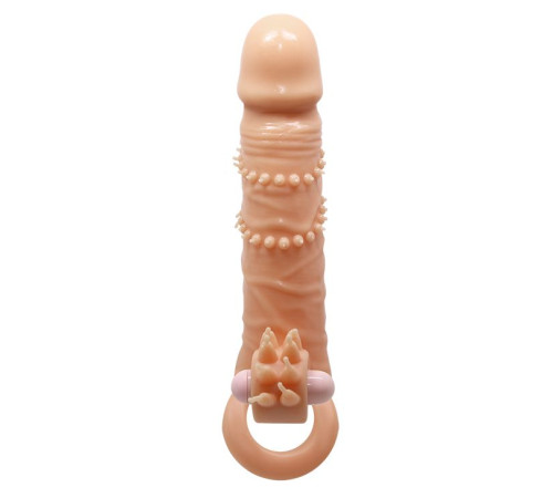 Телесная удлиняющая вибронасадка Penis Sleeve Connor - 17 см.