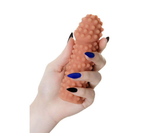 Телесная насадка на фаллос с бугорками Extreme Sleeve 010 S-size - 14,7 см.
