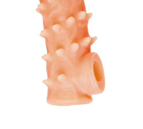 Телесная закрытая насадка с пупырышками Cock Sleeve 005 Size S - 13,8 см.