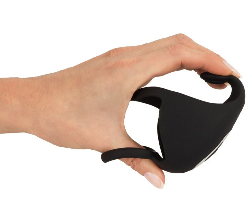 Черная вибронасадка для эрекции и стимуляции мошонки Cock ring with RC ball massager