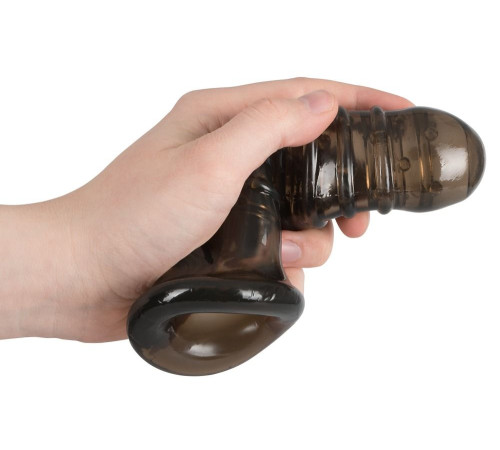 Насадка на пенис Rebel smoke с рёбрышками и отверстием под мошонку