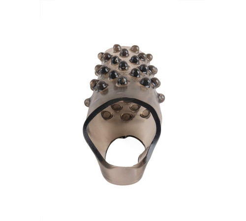 Дымчатая насадка на пенис с выпуклостями - 12 см.